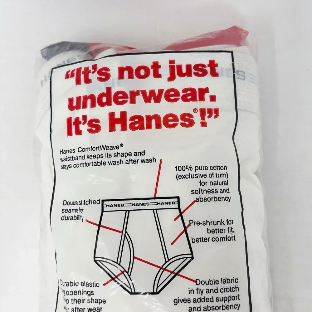 NOS 1987 Hanes 3-pack Men’s‎ Briefs underwear Size 40 Made In USA 3 Pack